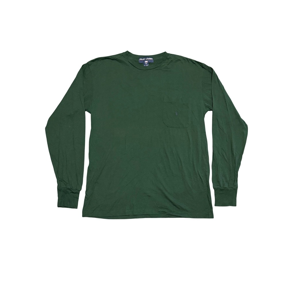 Vintage Ralph Lauren Polo Sport Long Sleeve Pocket T-Shirt Mens Medium Green